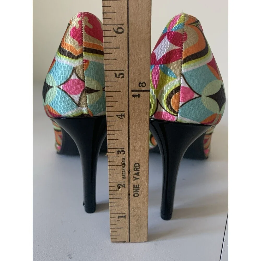 Torta Caliente Multicolored Gem Print Pointed Heels Womens‎ Sz 11 - Picture 4 of 9